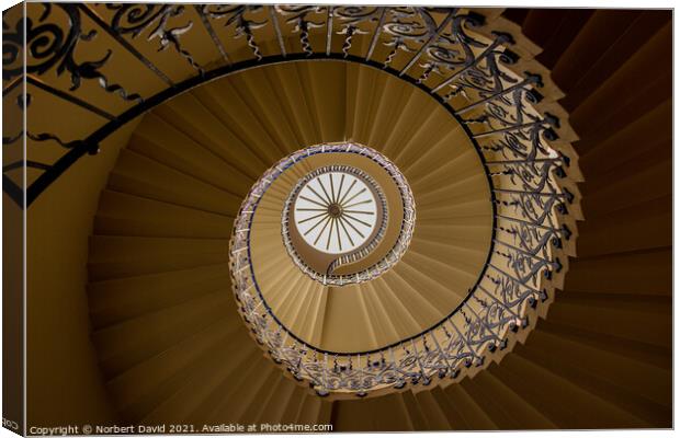 Enthralling Spiral Staircase at Queen's House Canvas Print by Norbert David