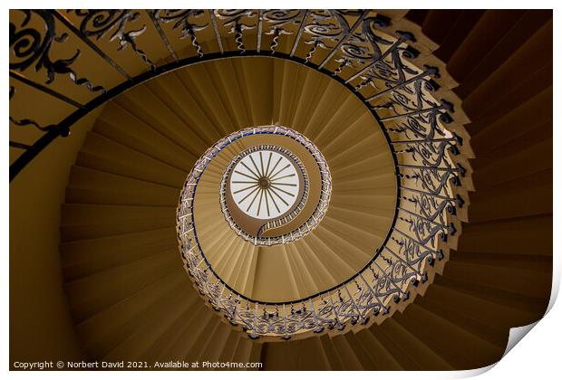 Enthralling Spiral Staircase at Queen's House Print by Norbert David