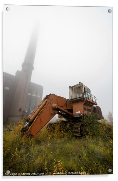An abandoned excavator Acrylic by Steven Dijkshoorn