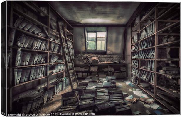 An old filing room at an abandoned company Canvas Print by Steven Dijkshoorn