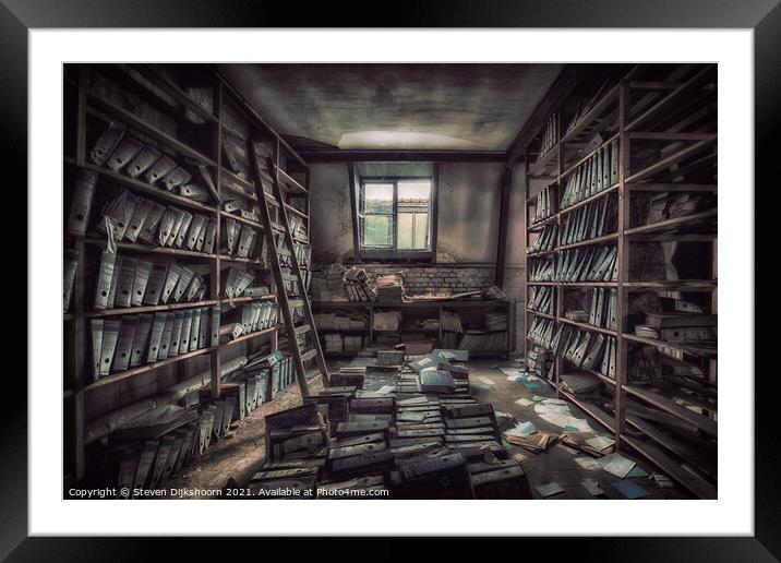An old filing room at an abandoned company Framed Mounted Print by Steven Dijkshoorn