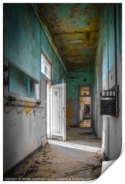 An old deserted corridor in a small house in Belgium Print by Steven Dijkshoorn