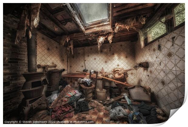 An old abandoned bathroom at a farm Print by Steven Dijkshoorn