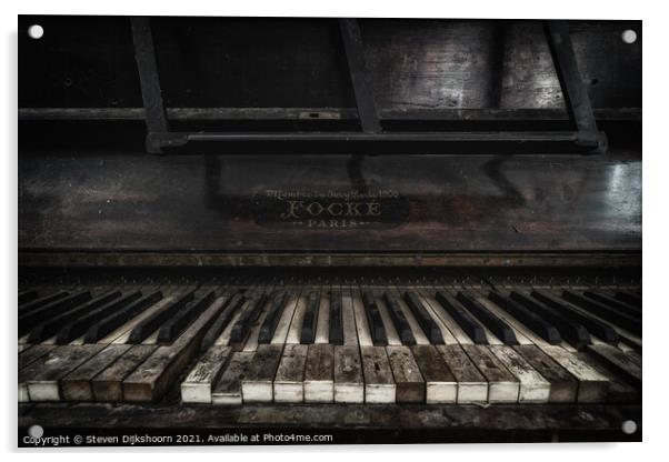 An old abandoned piano Acrylic by Steven Dijkshoorn