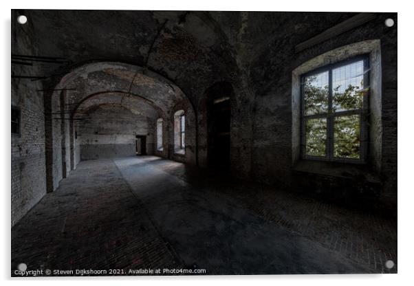 An abandoned prison in Belgium Acrylic by Steven Dijkshoorn