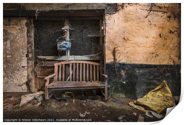 A lonely chair in an abandoned room Print by Steven Dijkshoorn