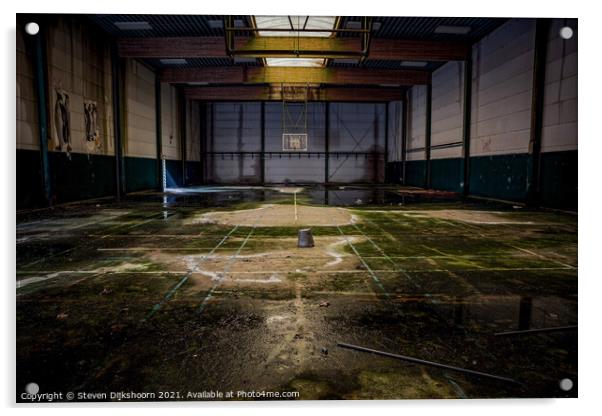 An old and abandoned basketball court Acrylic by Steven Dijkshoorn