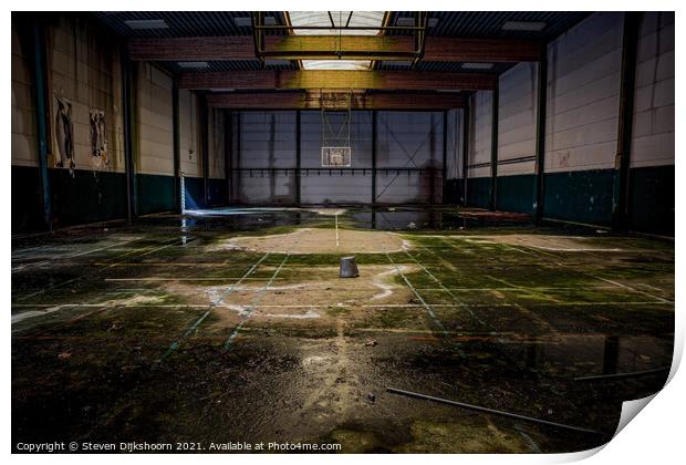 An old and abandoned basketball court Print by Steven Dijkshoorn
