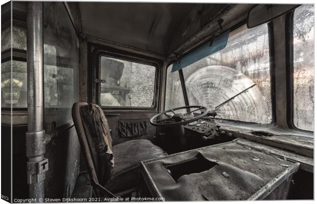 The inside of a far reaching bus urbex exploration Canvas Print by Steven Dijkshoorn
