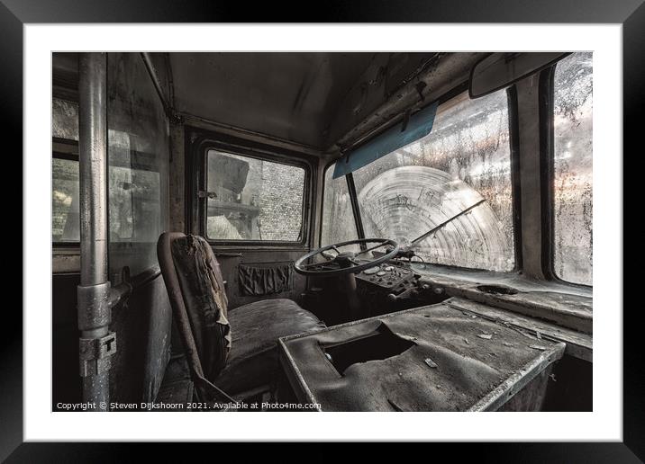 The inside of a far reaching bus urbex exploration Framed Mounted Print by Steven Dijkshoorn