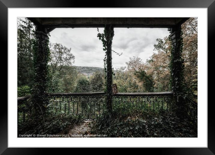 The view from a balcony in an abandoned castle Framed Mounted Print by Steven Dijkshoorn