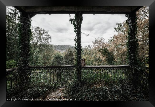 The view from a balcony in an abandoned castle Framed Print by Steven Dijkshoorn