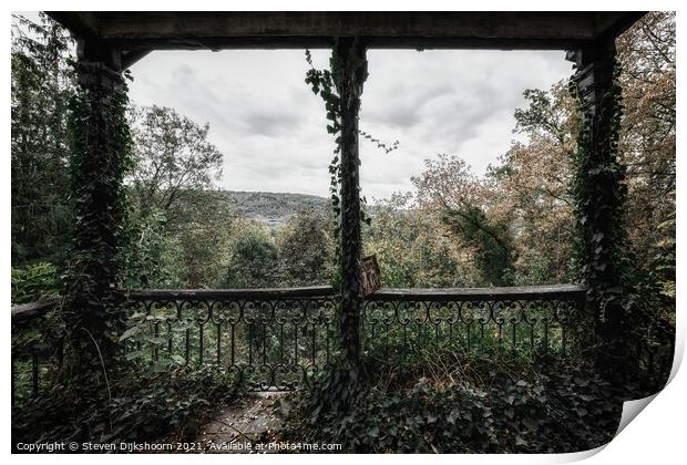The view from a balcony in an abandoned castle Print by Steven Dijkshoorn