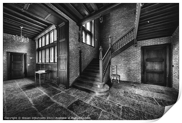 A beautifull staircase in black and white Print by Steven Dijkshoorn