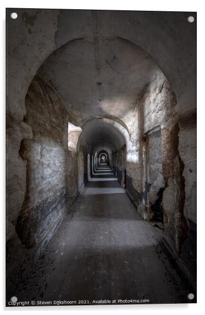 A depth view of an abandoned prison Acrylic by Steven Dijkshoorn