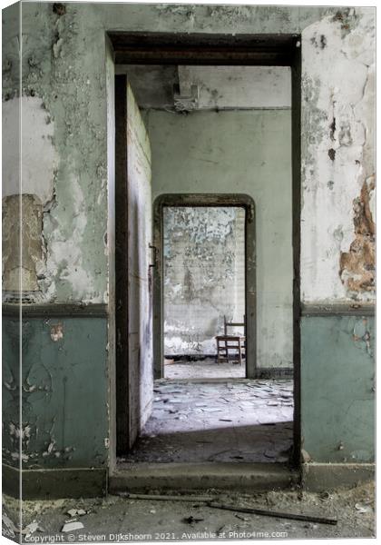 A see through green doors in an abandoned castle Canvas Print by Steven Dijkshoorn