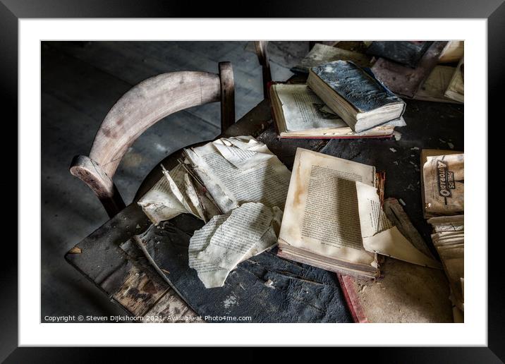 A table with old books on it Framed Mounted Print by Steven Dijkshoorn