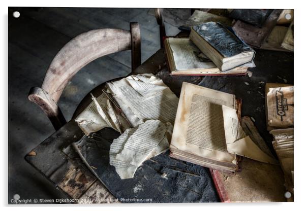 A table with old books on it Acrylic by Steven Dijkshoorn