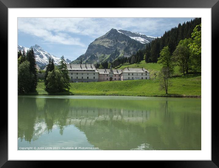 French Nunnery by the Lake Framed Mounted Print by JUDI LION