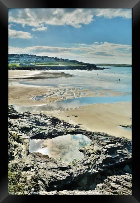 Polzeath Reflections, Cornwall. Framed Print by Neil Mottershead
