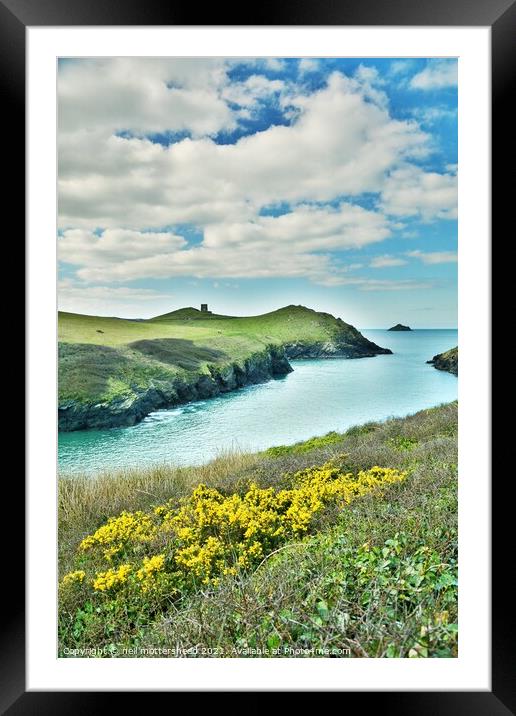 Clouds & Gorse At Port Quin, Cornwall. Framed Mounted Print by Neil Mottershead