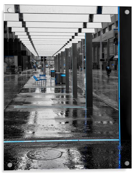 Nicollet Mall In The Rain Acrylic by Jim Hughes