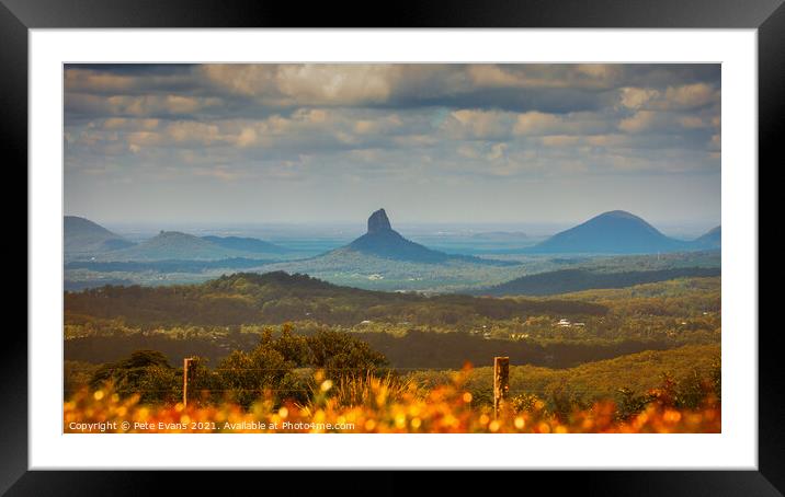 The Glasshouse Mountains Framed Mounted Print by Pete Evans