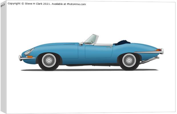 Jaguar E Type Roadster Cotswold Blue Canvas Print by Steve H Clark