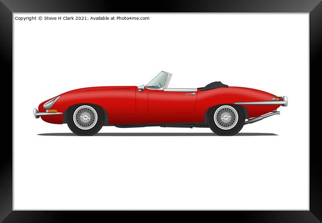 Jaguar E Type Roadster Carmen Red Framed Print by Steve H Clark