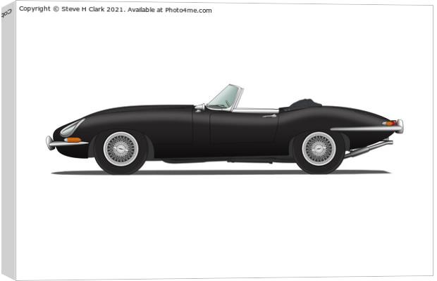 Jaguar E Type Roadster Black Canvas Print by Steve H Clark