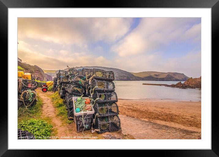 Hope Cove lobster pots  Framed Mounted Print by Ian Stone