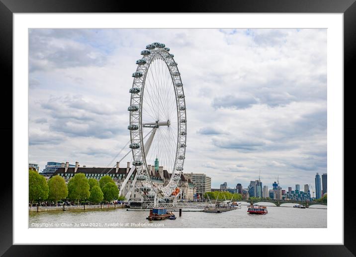London Eye, the famous observation wheel on the South Bank of the River Thames in London, United Kingdom Framed Mounted Print by Chun Ju Wu