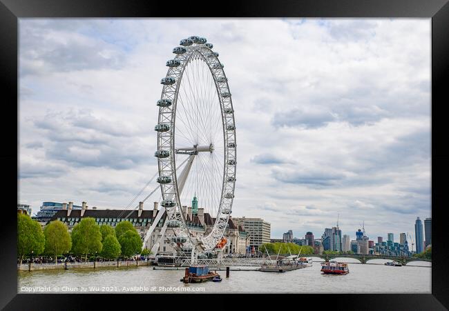 London Eye, the famous observation wheel on the South Bank of the River Thames in London, United Kingdom Framed Print by Chun Ju Wu