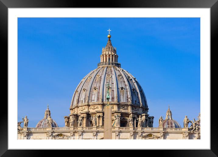 The dome of St. Peter's Basilica in Vatican City, the largest church in the world Framed Mounted Print by Chun Ju Wu