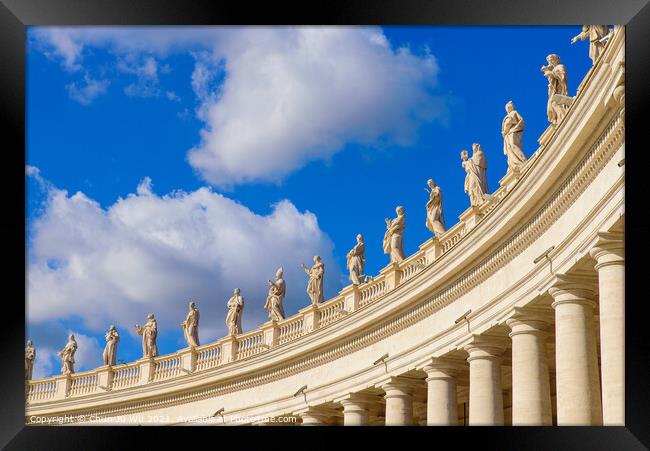 Colonnades at St. Peter's Square in Vatican City Framed Print by Chun Ju Wu