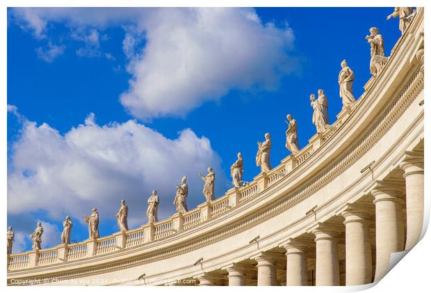 Colonnades at St. Peter's Square in Vatican City Print by Chun Ju Wu