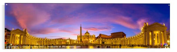 Panoramic view of St. Peter's Basilica and Square in Vatican City at sunset time Acrylic by Chun Ju Wu