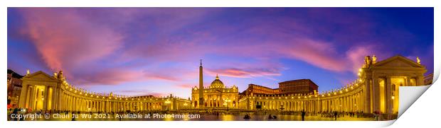 Panoramic view of St. Peter's Basilica and Square in Vatican City at sunset time Print by Chun Ju Wu