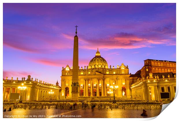 Sunset view of St. Peter's Basilica in Vatican City, the largest church in the world Print by Chun Ju Wu