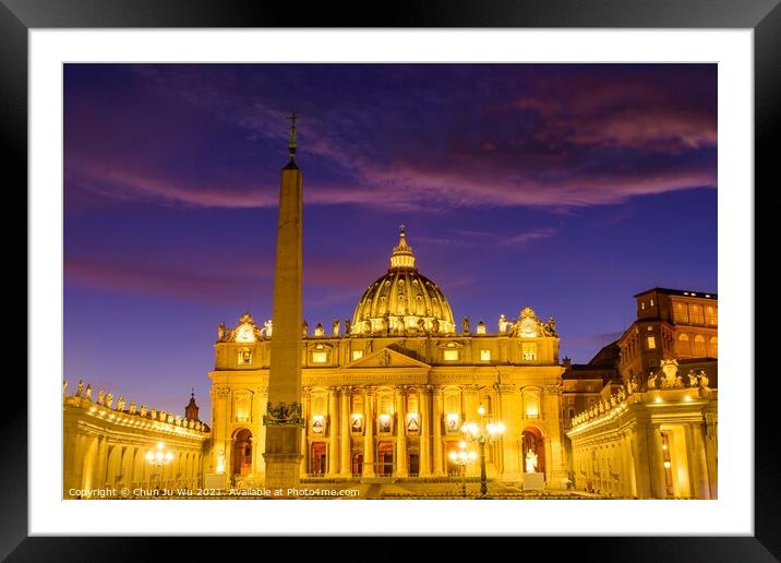 Sunset view of St. Peter's Basilica in Vatican City, the largest church in the world Framed Mounted Print by Chun Ju Wu