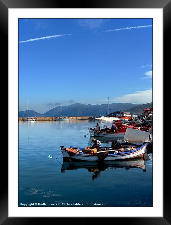 Fishing boats Sami, Kefalonia, Canvases & Prints Framed Mounted Print by Keith Towers Canvases & Prints
