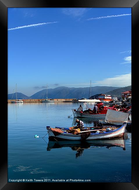 Fishing boats Sami, Kefalonia, Canvases & Prints Framed Print by Keith Towers Canvases & Prints