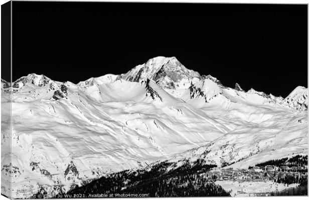 Mont Blanc in Savoie, France (black & white) Canvas Print by Chun Ju Wu