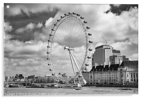 London Eye (black & white) Acrylic by Chun Ju Wu