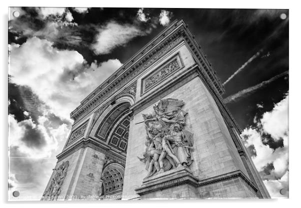 Arc de Triomphe, one of the most famous landmark in Paris (black & white) Acrylic by Chun Ju Wu