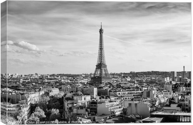 Eiffel Tower in Paris, France (black & white) Canvas Print by Chun Ju Wu