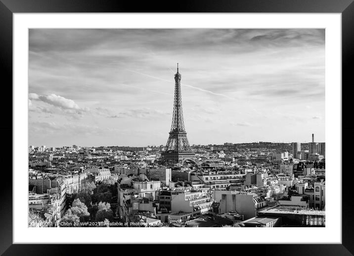 Eiffel Tower in Paris, France (black & white) Framed Mounted Print by Chun Ju Wu