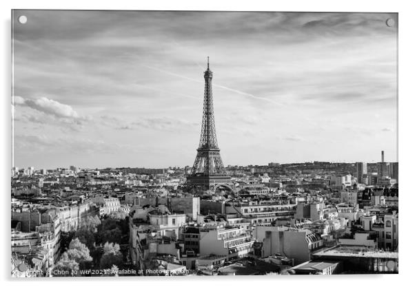 Eiffel Tower in Paris, France (black & white) Acrylic by Chun Ju Wu