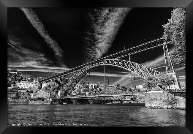 Dom Luis I Bridge in Porto, Portugal (black & white) Framed Print by Chun Ju Wu