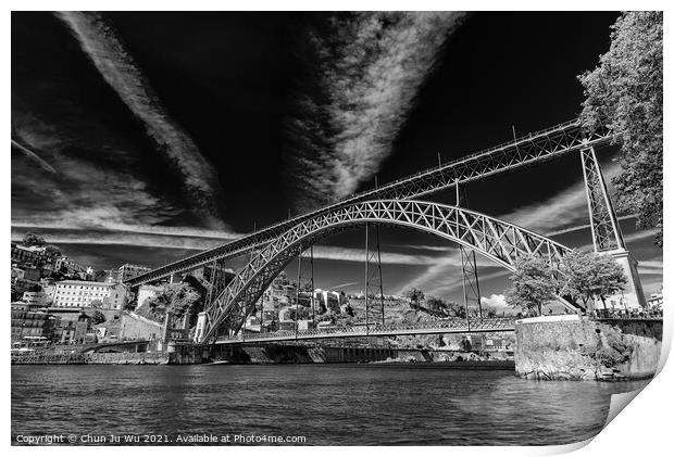 Dom Luis I Bridge in Porto, Portugal (black & white) Print by Chun Ju Wu